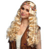 Dámská blond paruka hippie s korálky a čelenkou